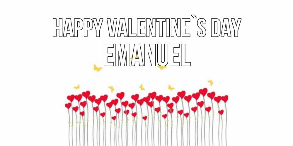 Greetings card с именем, Emanuel Happy Valentine`s Day шары много на палочках Greetings with text for free download 